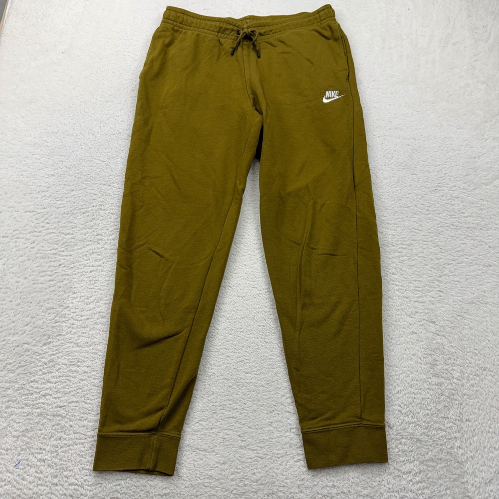 Nike Men Jogger Sweatpants Olive Green Size Medium Drawstring Logo